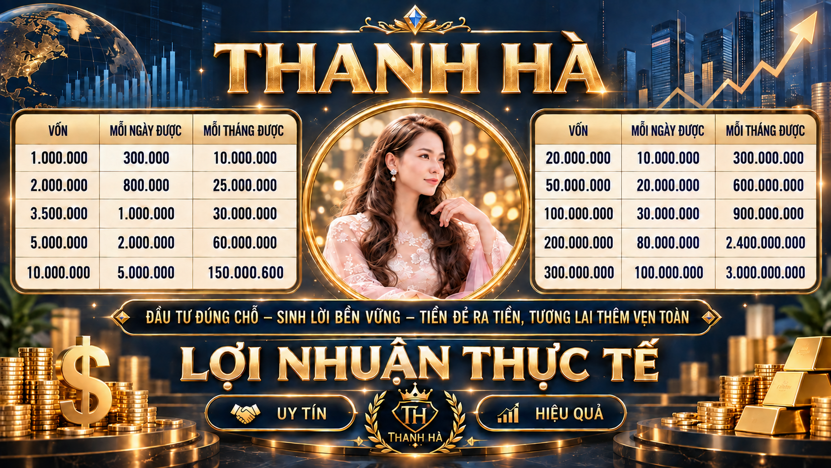Bảng Tỷ Suất Lợi Nhuận Thực Tế Thanh Hà Baccarat - Đầu Tư Kỷ Luật